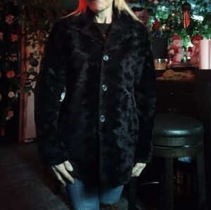 Vintage Black Faux Fur Coat
